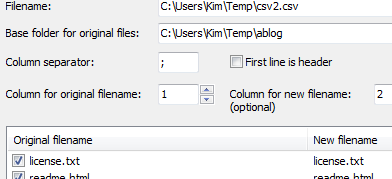 Import from CSV file