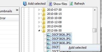 Add files and folder through the folder panel