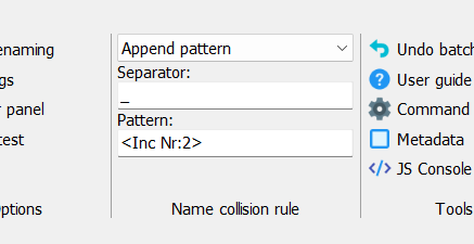 Name collision rule Append pattern