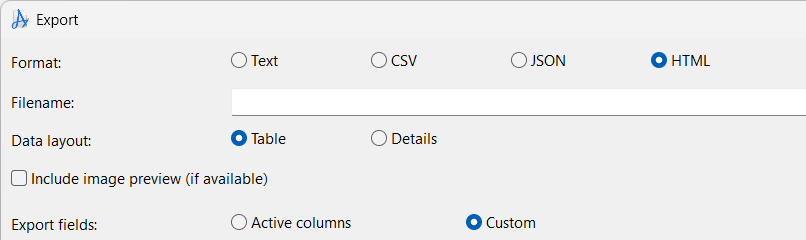 Export to HTML