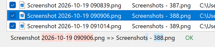 Show detailed changes for a filename
