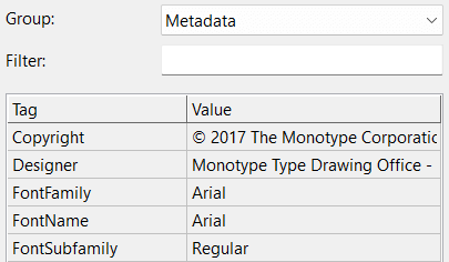 Metadata from fonts