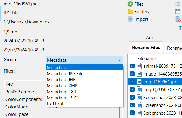 Support for metadata from many file types