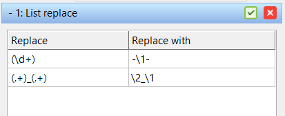 List Replace with support for replace character