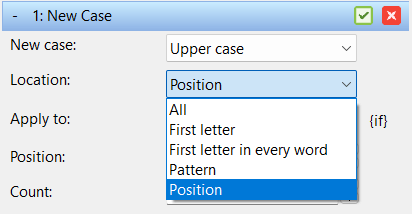 Set new case based on position