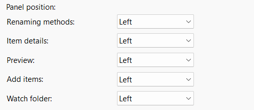 Panel left or right configuration
