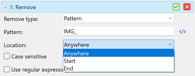 Location option in Remove Method