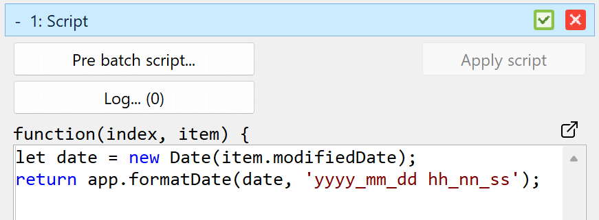 Format date method in scripting