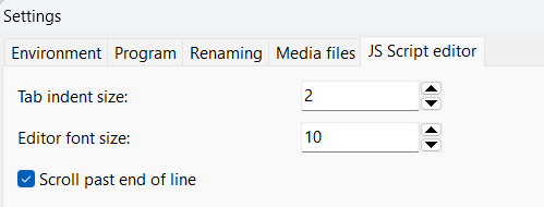 Set font size for JS editor in Settings