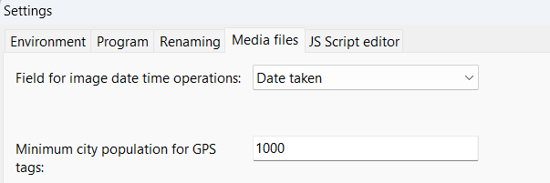 Set minimum population of cities for use with GPS Tags