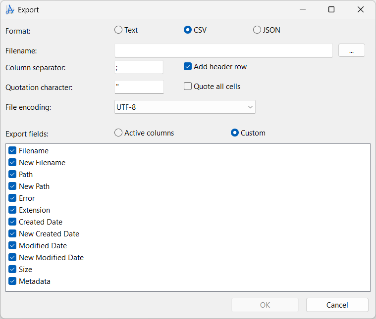 Export CSV