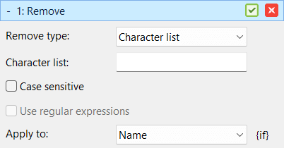 Batch method Remove using remove type Character list