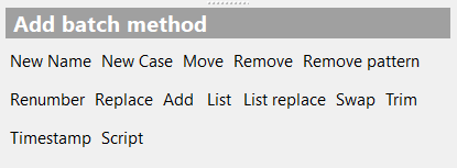 Quick add method toolbar