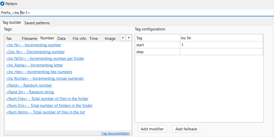 Tag builder dialog